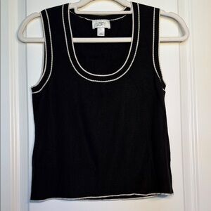 LOFT Black Tank Top with White Trim